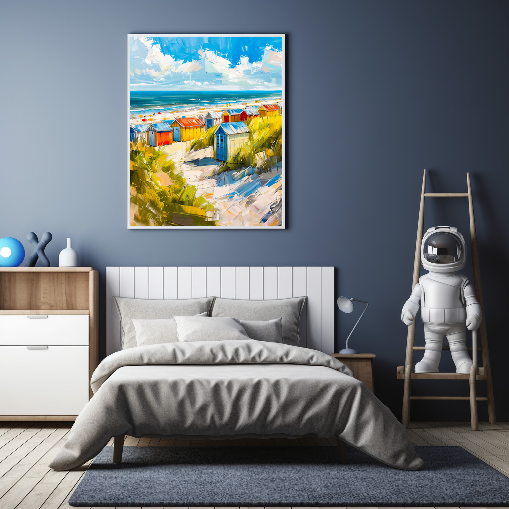 Poster: Beach Huts by the Sea in Holland Painting - immagine 3