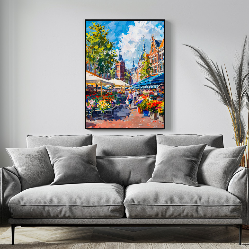Poster: Flower Market with Historic Buildings Fantasy Painting – Bild 3
