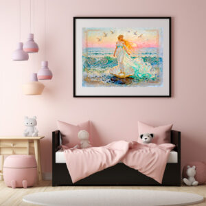 Poster: Aphrodite Rising from Seashell at the Ocean Shore