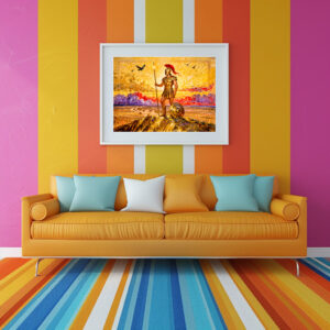Poster: Ares in Armor Standing on Mountain with Spear