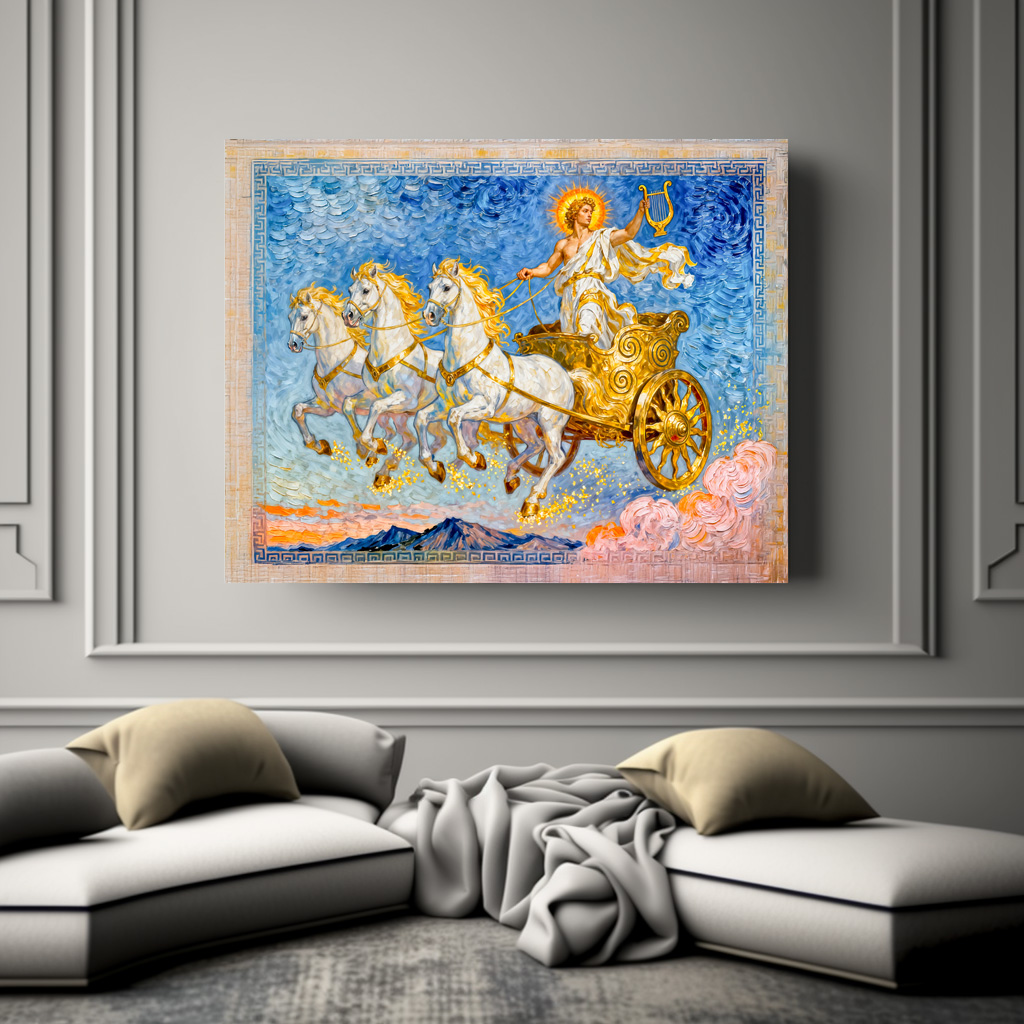 Poster: Apollo in Sun Chariot Holding a Golden Harp