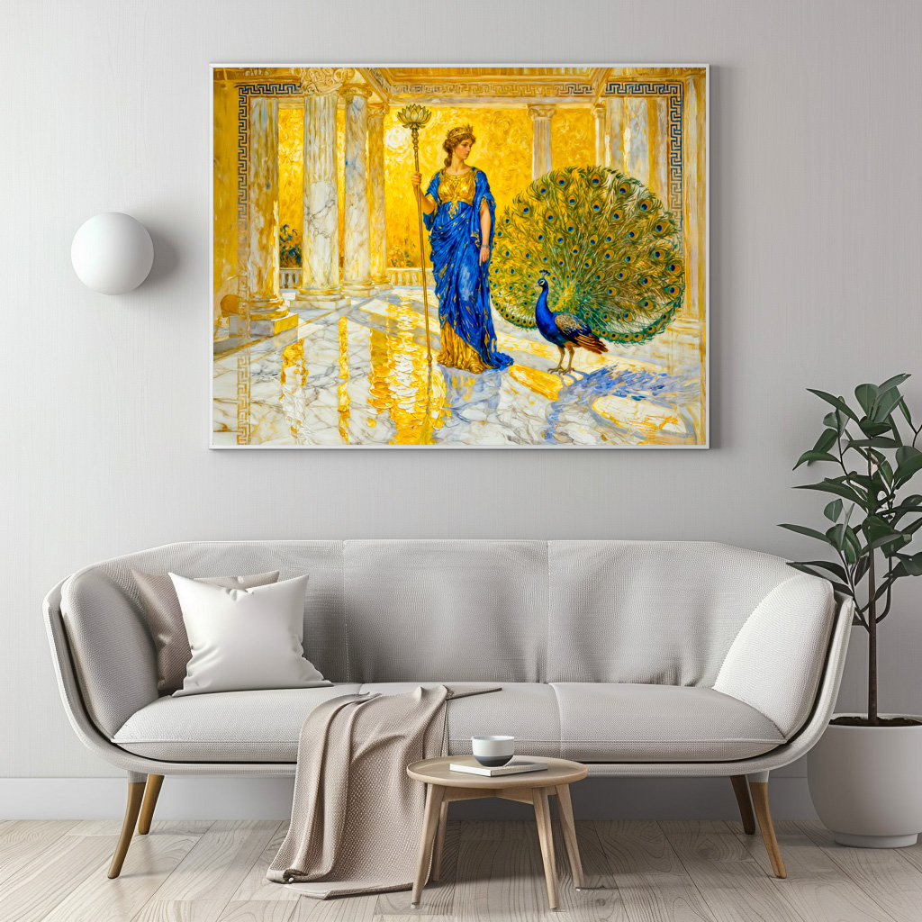 Poster: Hera with Peacock and Scepter in Grand Temple Hall