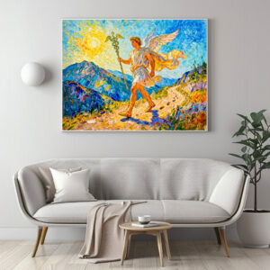 Poster: Hermes with Winged Staff and Sandals Walking a Sacred Path