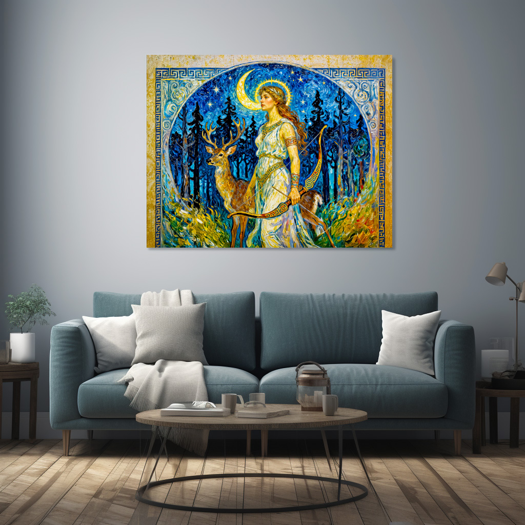 Poster: Artemis with Deer and Bow in a Starry Forest Night – Bild 3