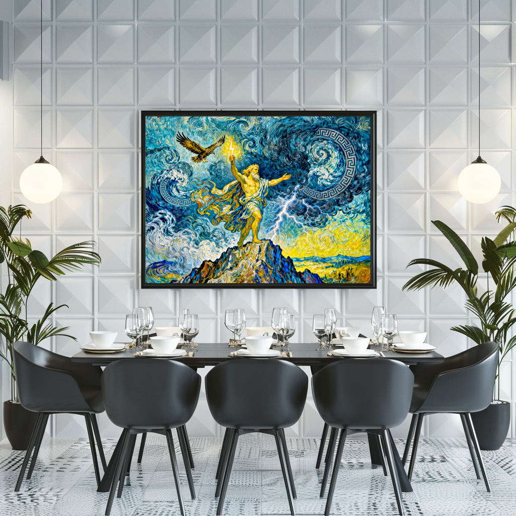 Poster: Zeus on Stormy Rocks with Lightning Bolt and Eagle Above - immagine 2