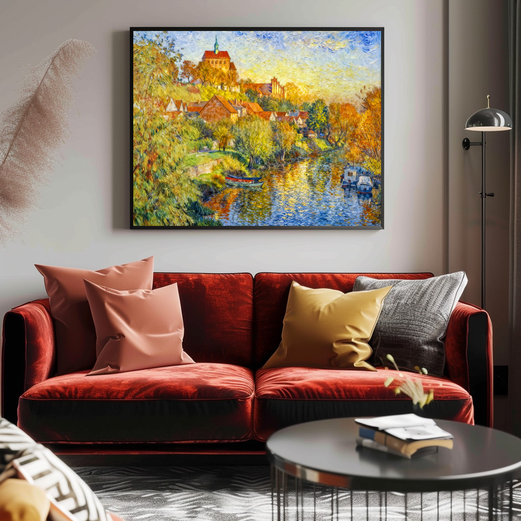Poster: Impressionist Autumn View of Havelberg Cathedral with Riverside Town – Image 2