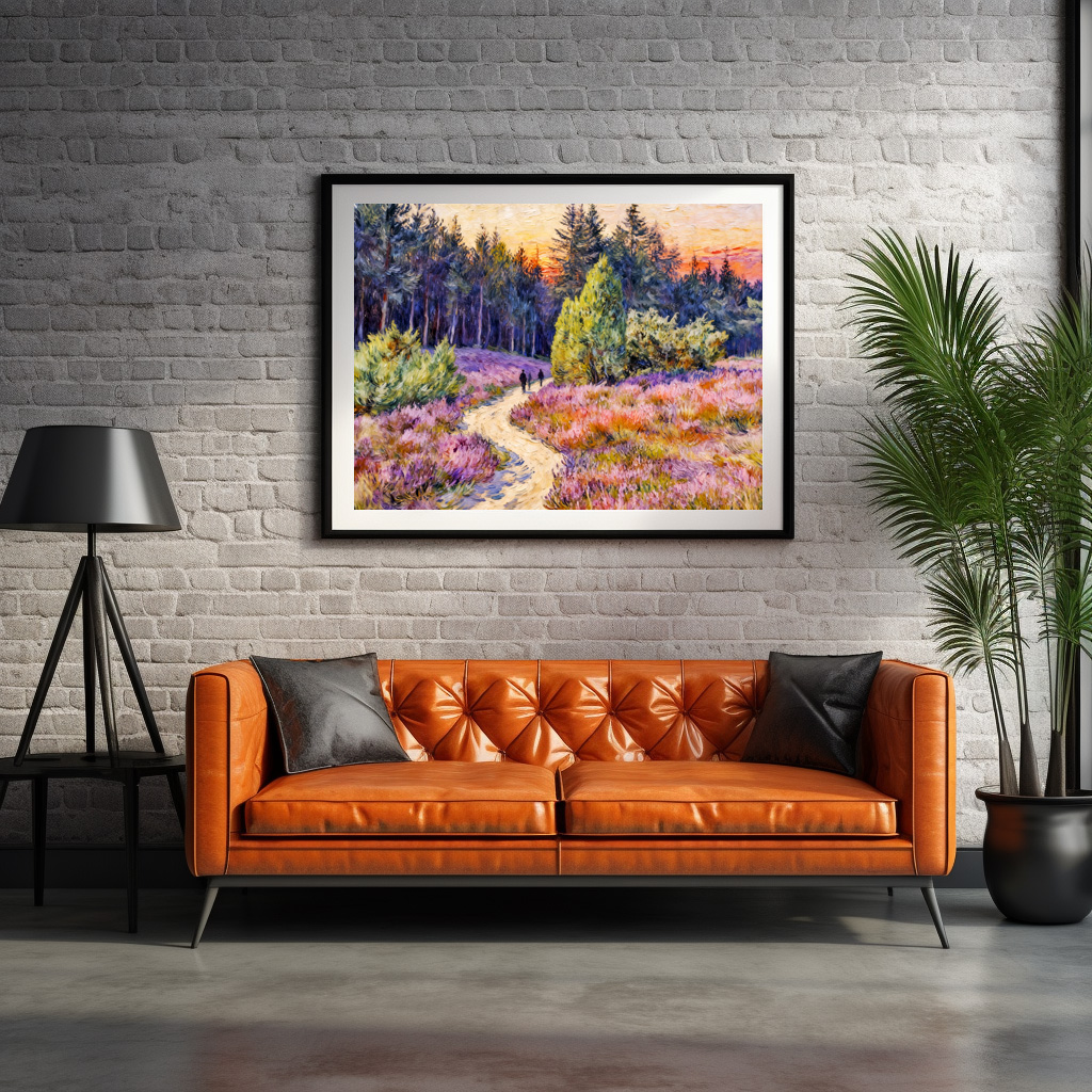 Poster: Impressionist Landscape of the Lueneburg Heath at Sunset – Bild 2