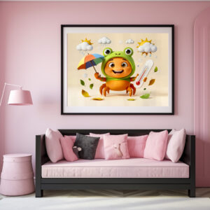 Poster: Weather Crab Measuring Climate With Rainbow Umbrella