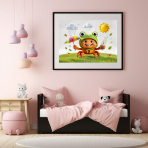 Poster: Weather Crab Measuring Climate With Rainbow Umbrella