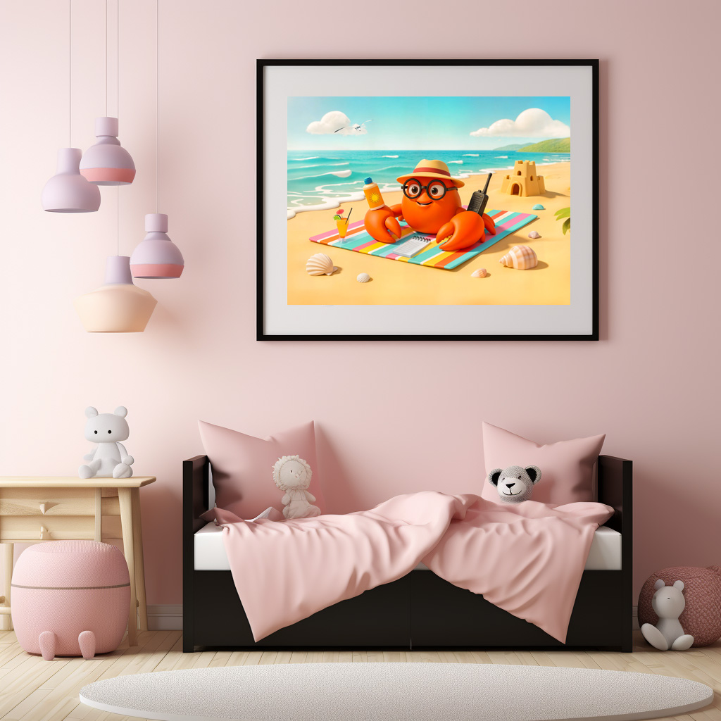 Poster: Spy Crab Relaxing On Beach With Mission Gear – Image 3