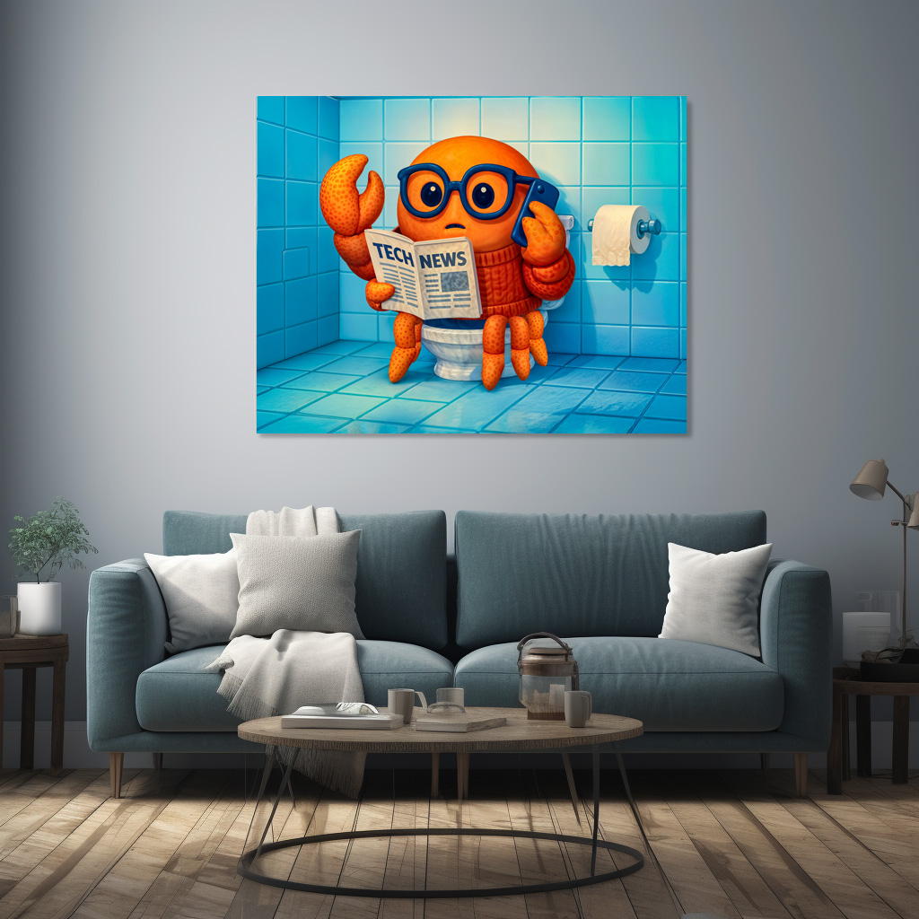Poster: Funny Spy Crab Reading Tech News Magazine – Bild 2
