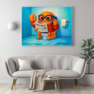 Poster: Funny Spy Crab Reading Tech News Magazine