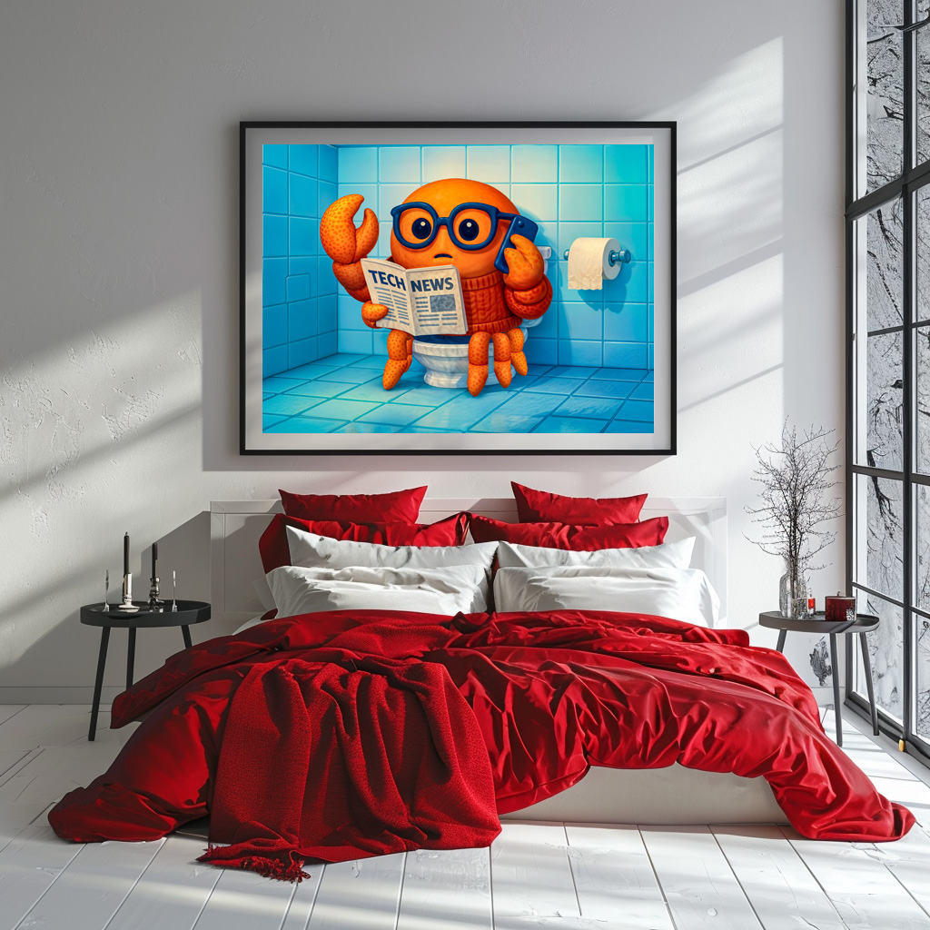 Poster: Funny Spy Crab Reading Tech News Magazine – Bild 3