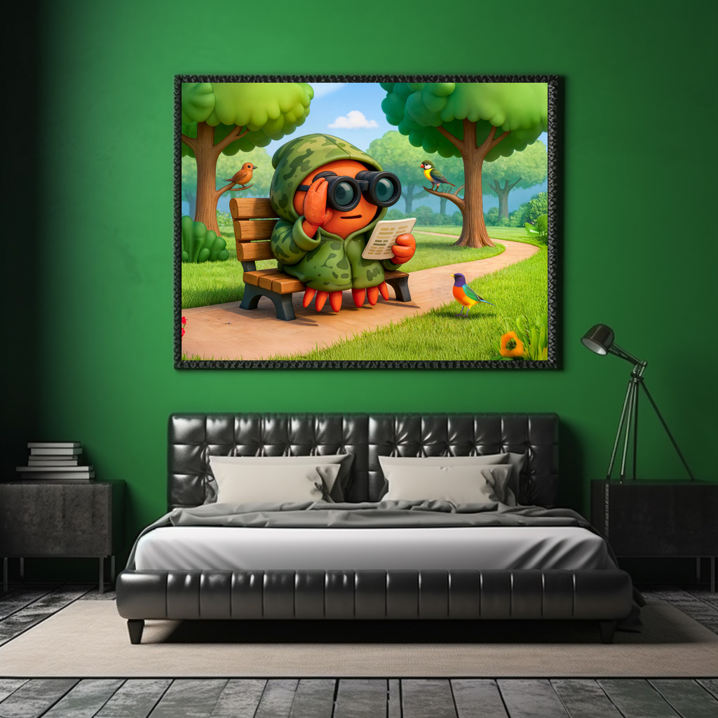 Poster: Camouflage Spy Crab Observing Park Surroundings Quietly