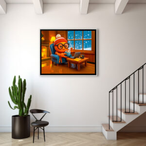 Poster: Spy Crab Working Warm Indoors With Coffee