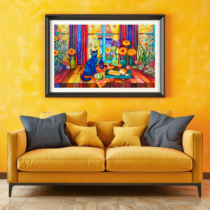 Poster: Cat on Kitchen Table by Window