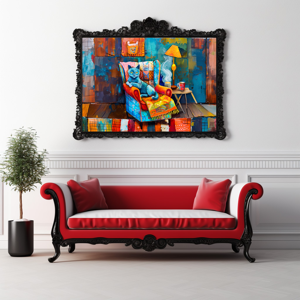 Poster: Cartoon Cozy Cat in Armchair - immagine 2