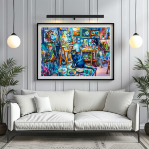 Poster: Cat sitting in Painters Studio
