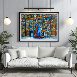 Poster: Blue Cat by Colorful Shelf