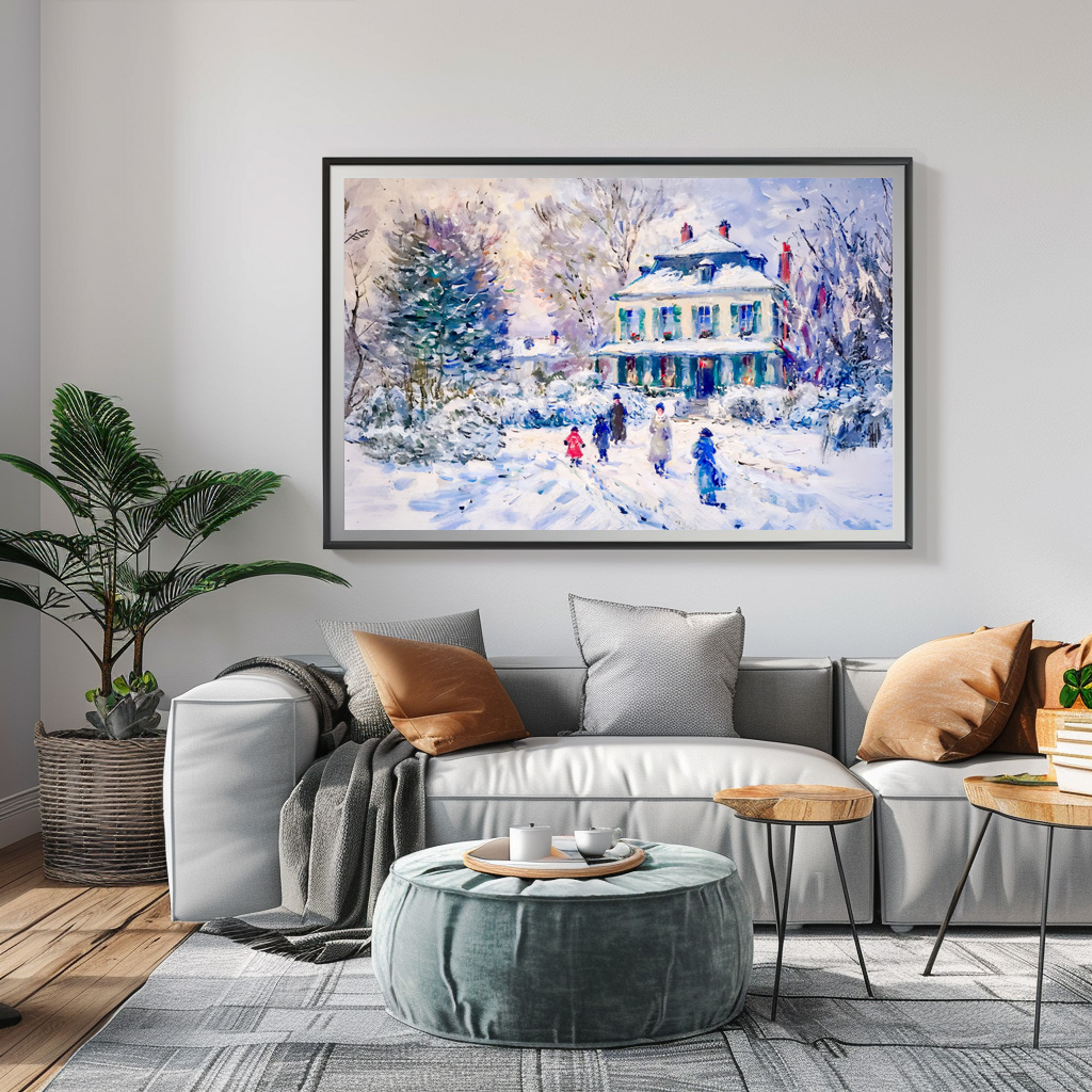 Poster: Impressionist Garden Art Mug Winter Garden House Scene – Image 3
