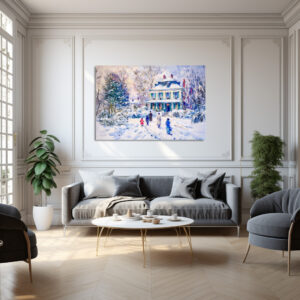 Poster: Impressionist Garden Art Mug Winter Garden House Scene