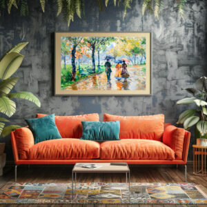 Poster: Impressionist Garden Art Mug Rainy Park Stroll