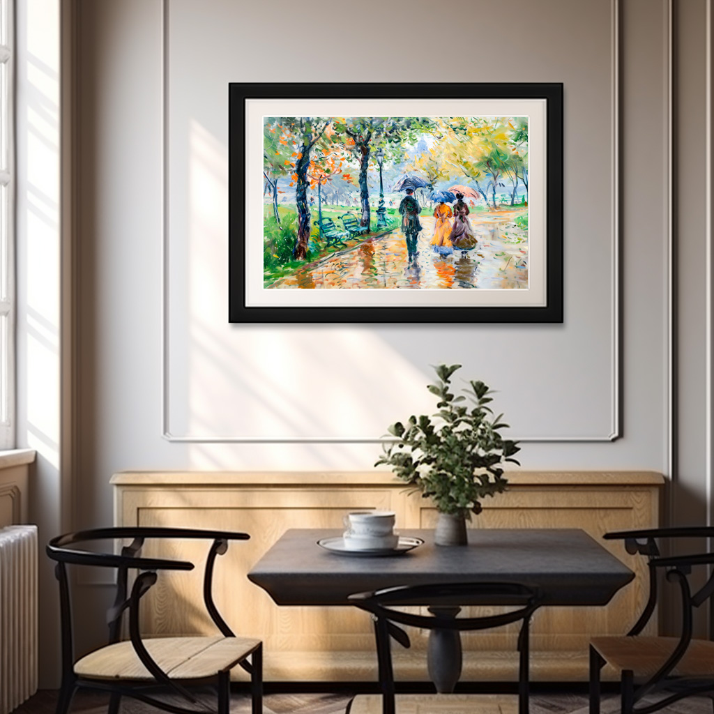 Poster: Impressionist Garden Art Mug Rainy Park Stroll – Bild 2
