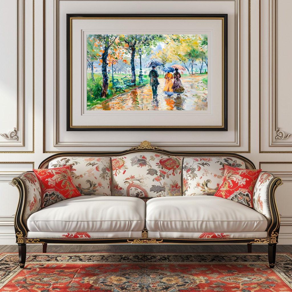 Poster: Impressionist Garden Art Mug Rainy Park Stroll – Bild 3