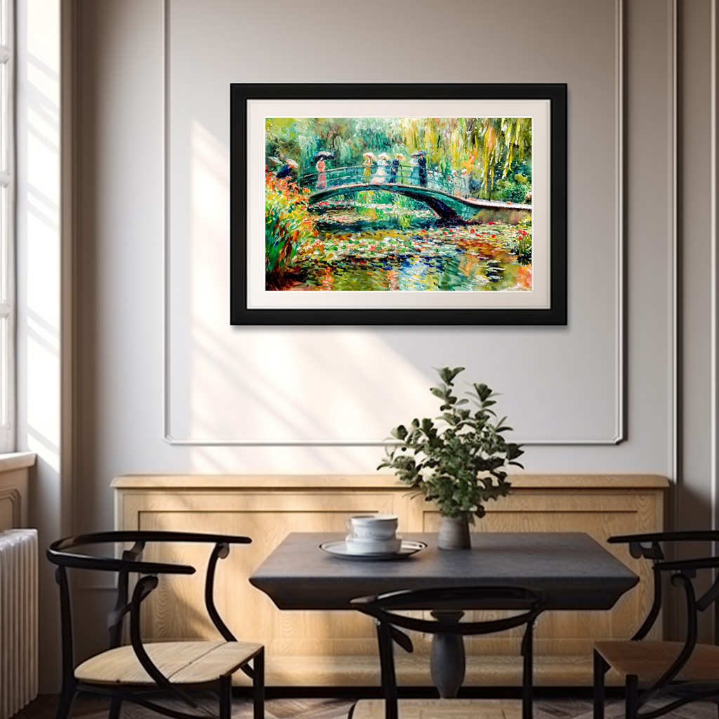 Poster: Impressionist Garden Art Mug Bridge Over Pond – Bild 3