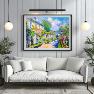 Poster: Impressionist Garden Art Mug Sunlit Garden House