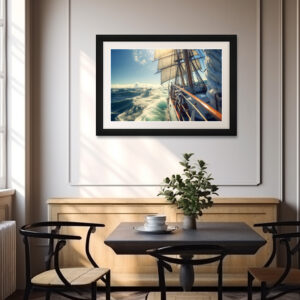 Poster: Blick von einem Segelschiff auf den Horizont