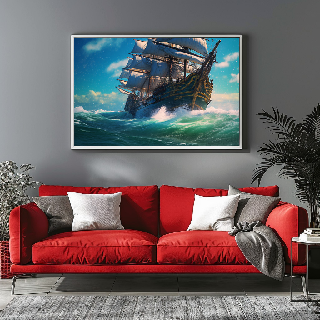 Poster: Historisches Segelschiff auf dem Meer