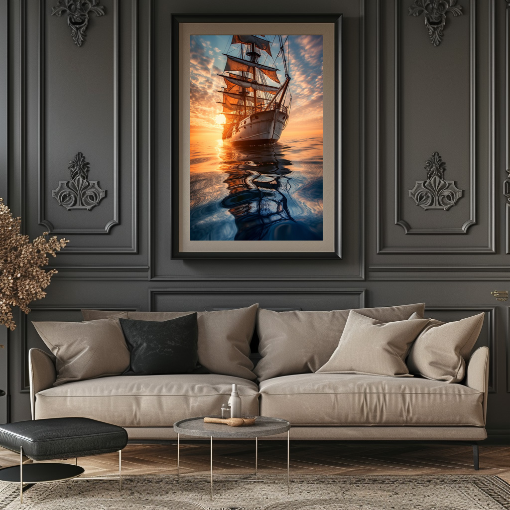 Poster: Historisches Segelschiff in ruhigem Wasser - immagine 2