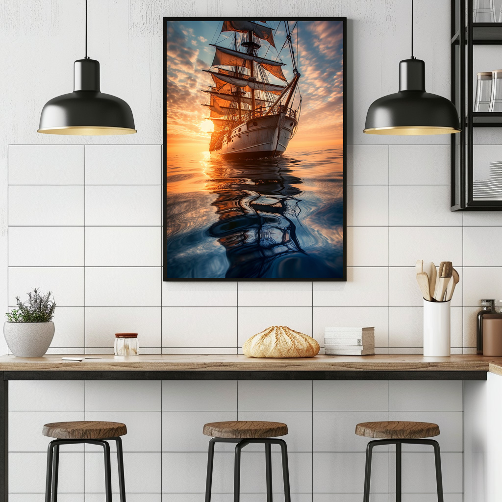 Poster: Historisches Segelschiff in ruhigem Wasser - immagine 3