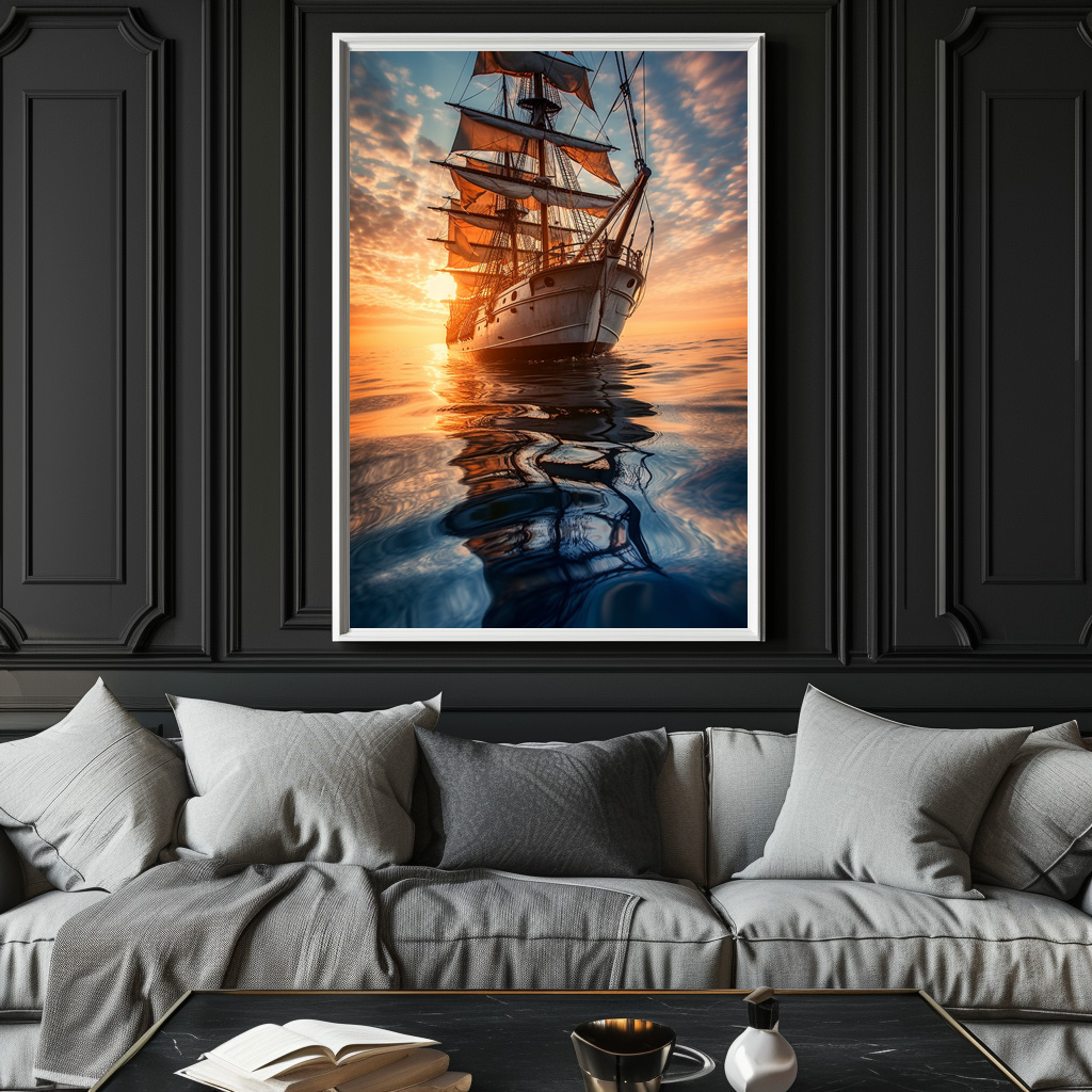 Poster: Historisches Segelschiff in ruhigem Wasser