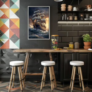Poster: Segelschiff - Fahrt durch rauhes Wetter