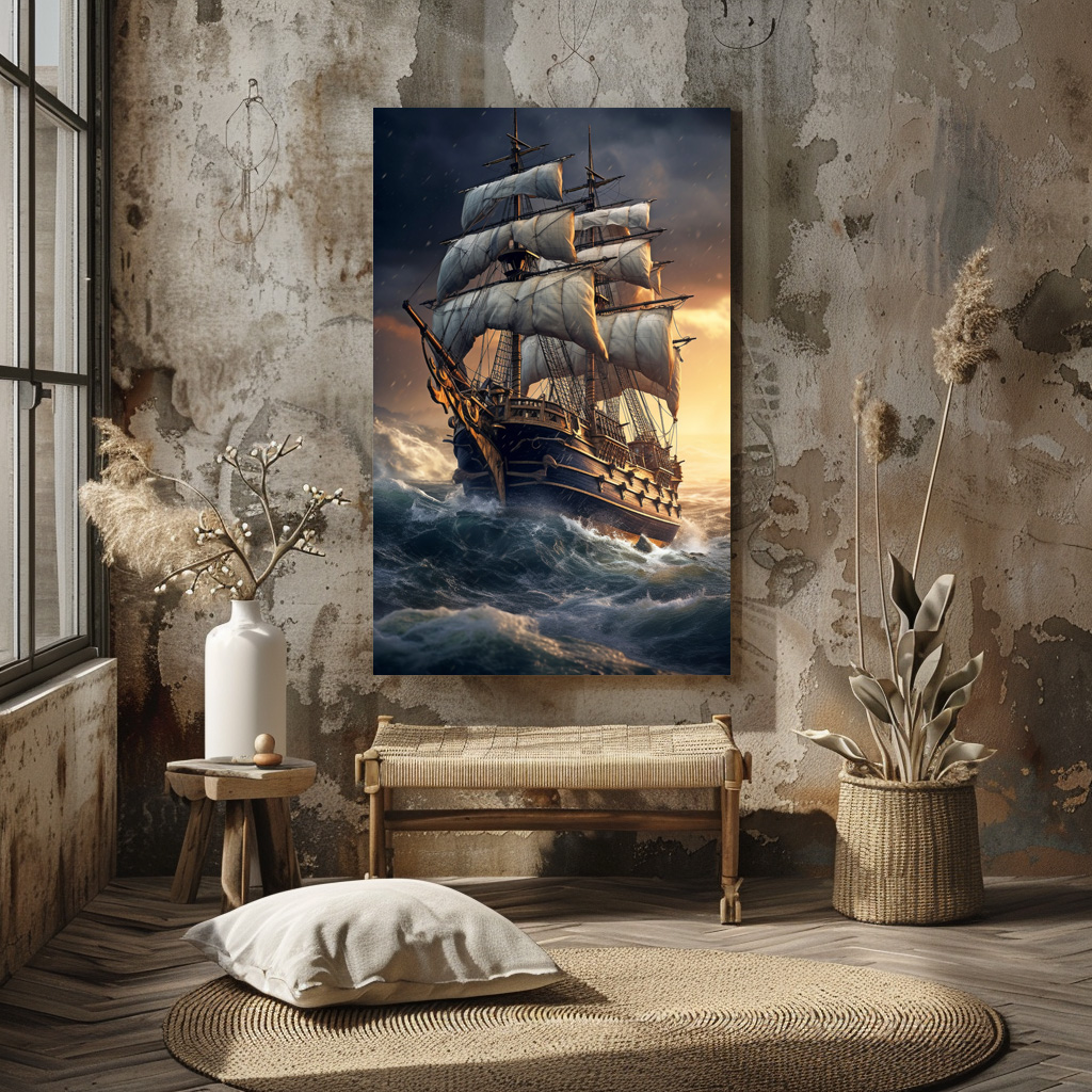 Poster: Segelschiff - Fahrt durch rauhes Wetter – Bild 2