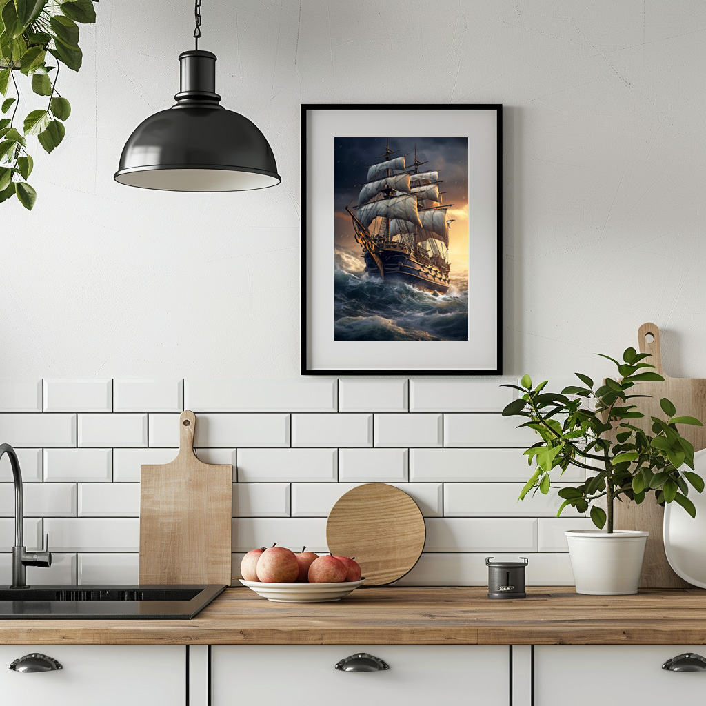 Poster: Segelschiff - Fahrt durch rauhes Wetter – Bild 3