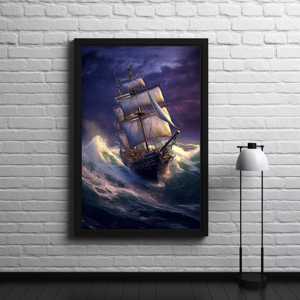Poster: Historisches Segelschiff im rauhen Wellen – Bild 2