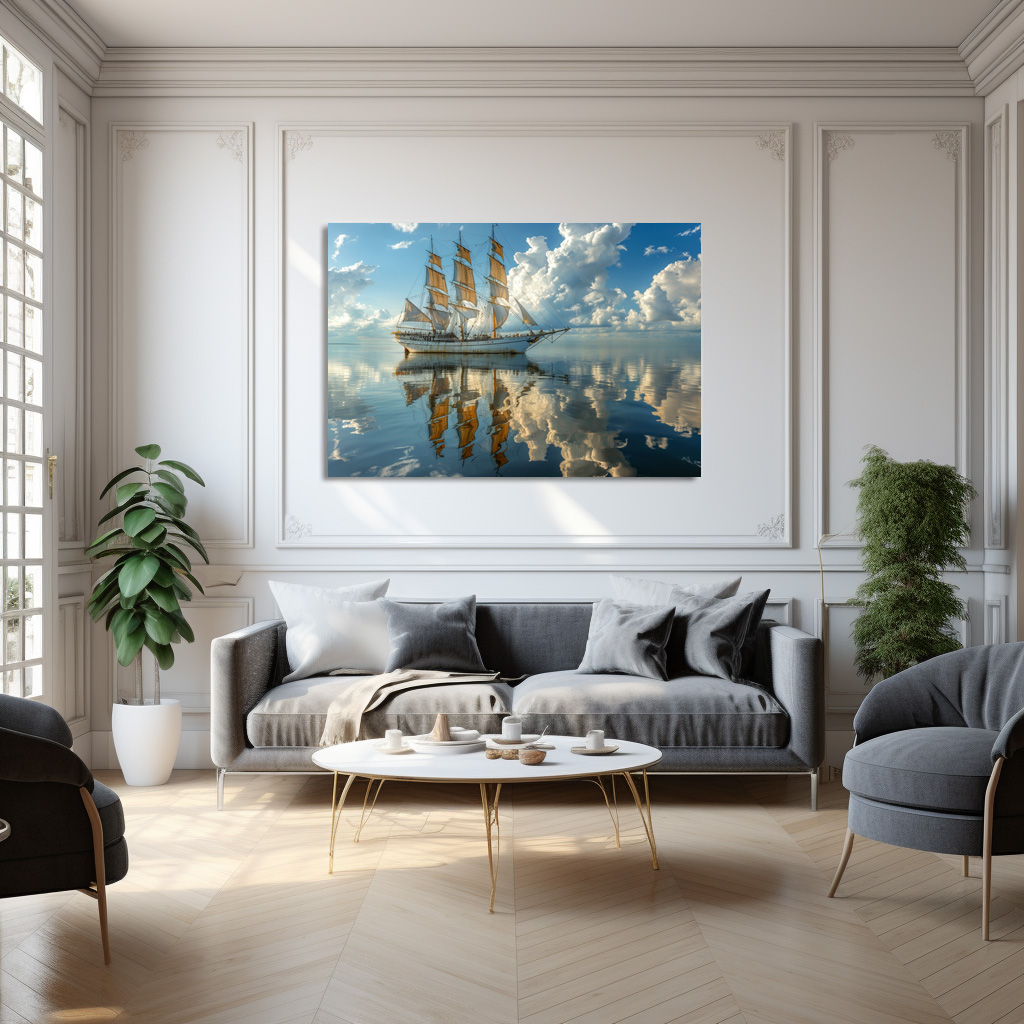 Poster: Segelschiff und Wolken mit Spiegelung - immagine 3