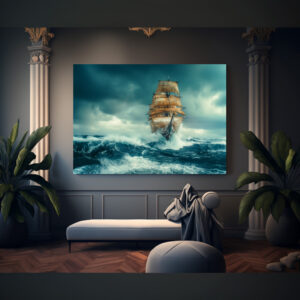 Poster: Historisches Segelschiff im Orkan