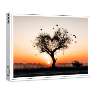 raxxa Premium-Puzzle: Herzbaum im Sonnenuntergang