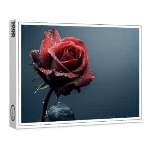 raxxa Premium-Puzzle: Rose mit Wassertropfen auf den Blütenblättern