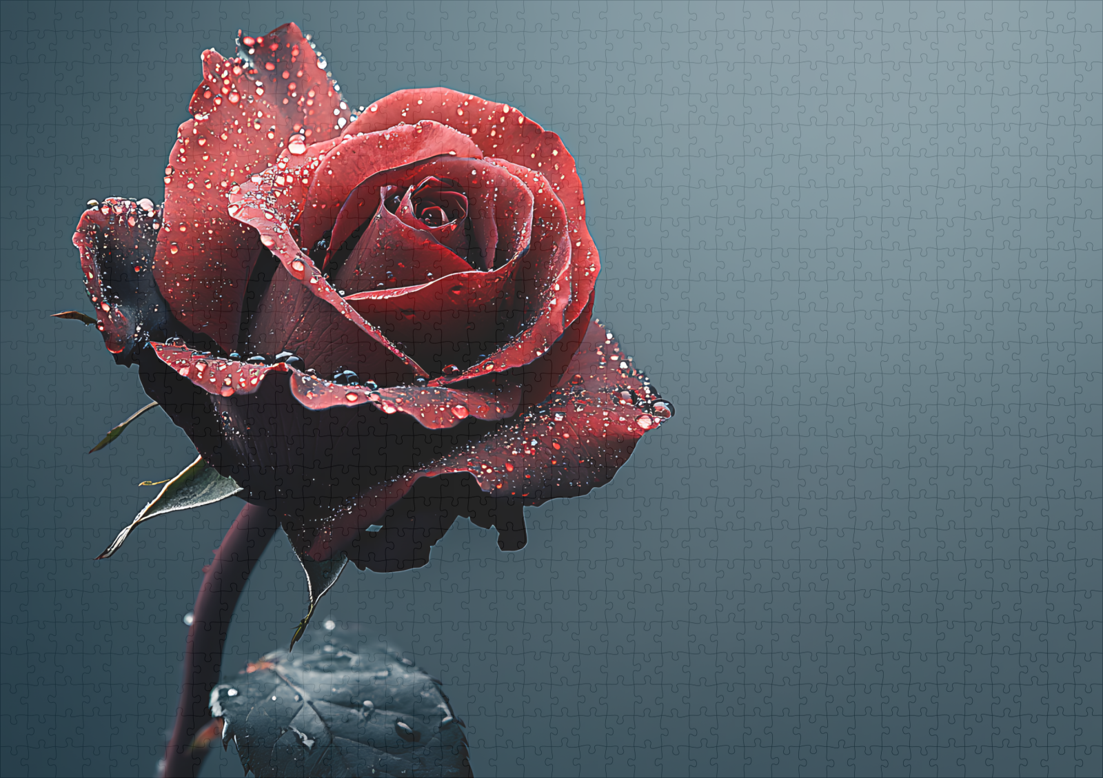 raxxa Premium-Puzzle: Rose mit Wassertropfen auf den Blütenblättern – Bild 2