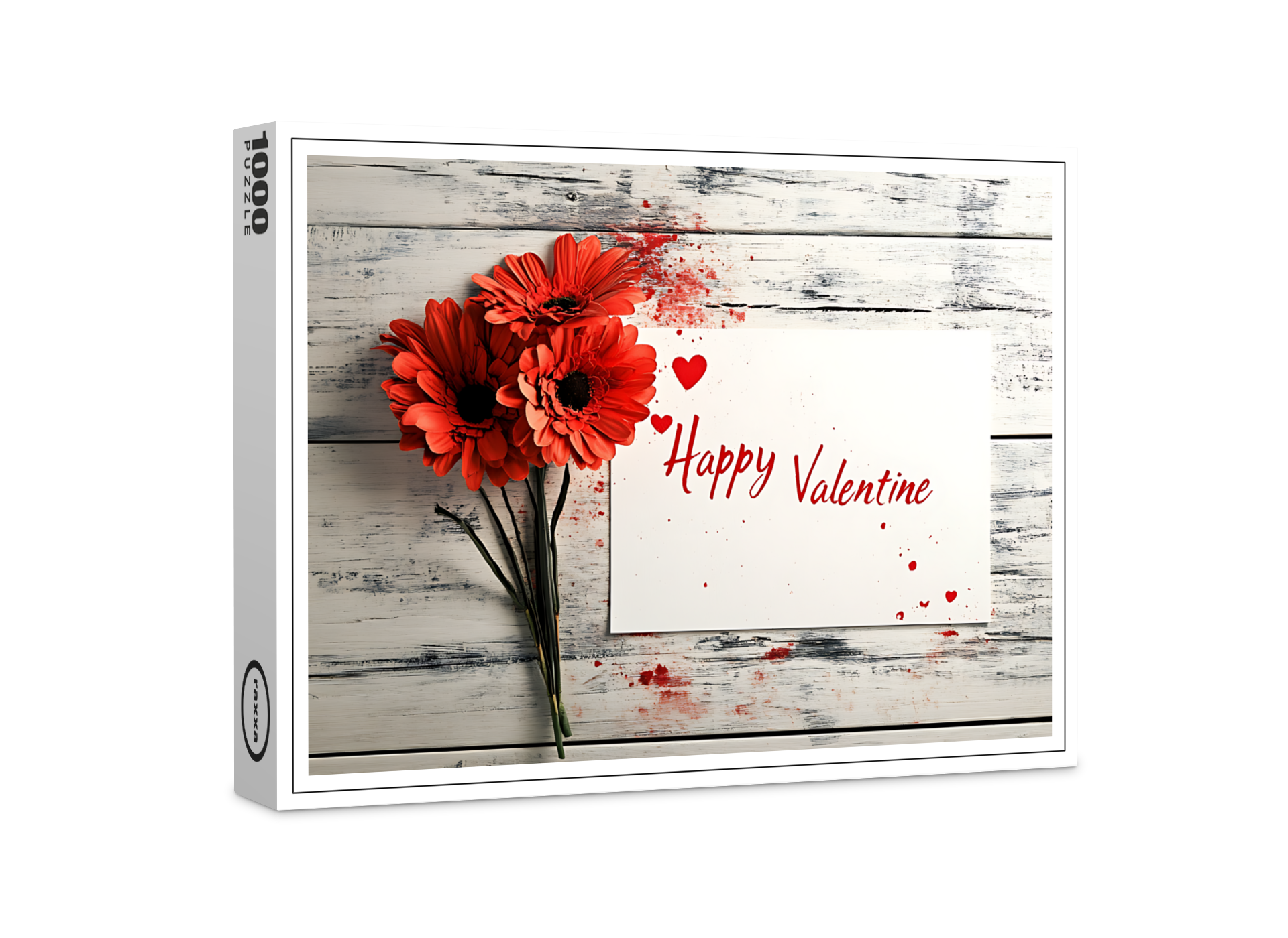 raxxa Premium-Puzzle: Valentins Blumen und Grußkarte