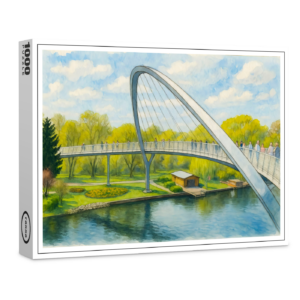 raxxa Premium-Puzzle: Weinberg bridge rathenow aquarell havelland