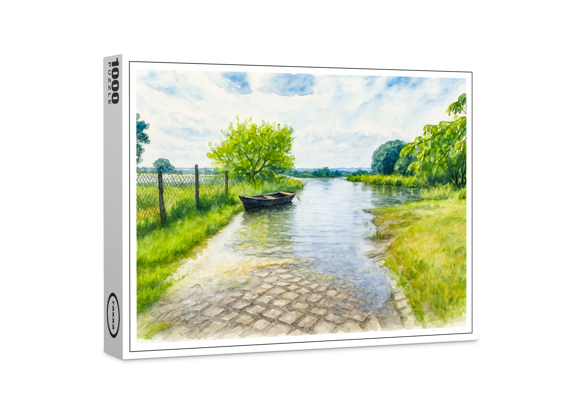 raxxa Premium-Puzzle: Spring flood Gülpe scene aquarell havelland