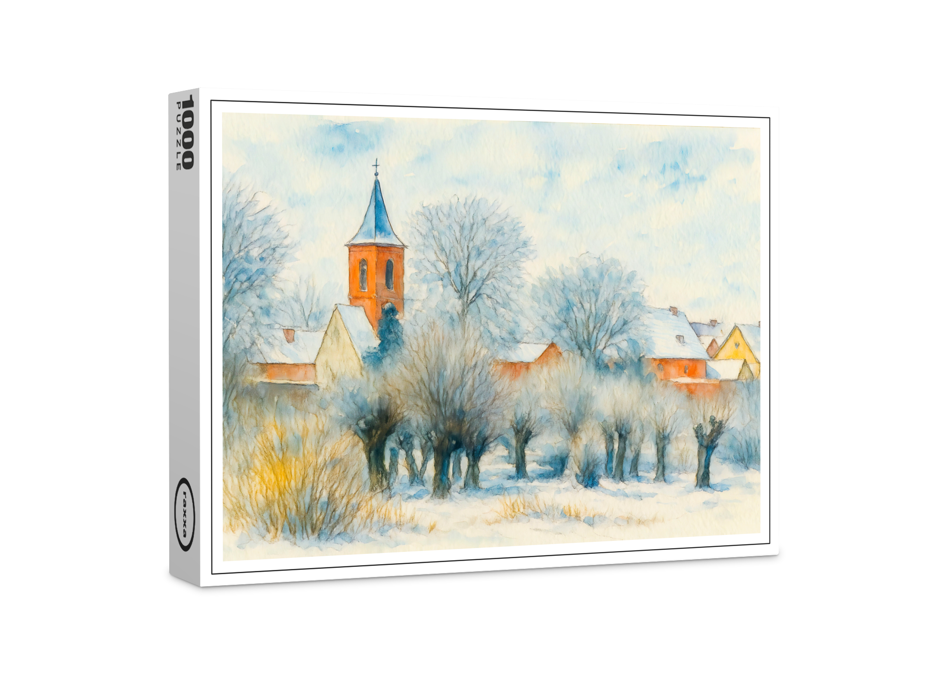 raxxa Premium-Puzzle: Winter Village Scene in Aquarell Havelland