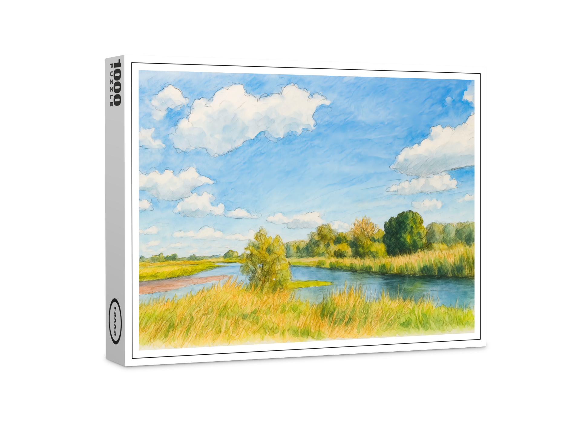 raxxa Premium-Puzzle: Gülpe Havel view aquarell havelland style