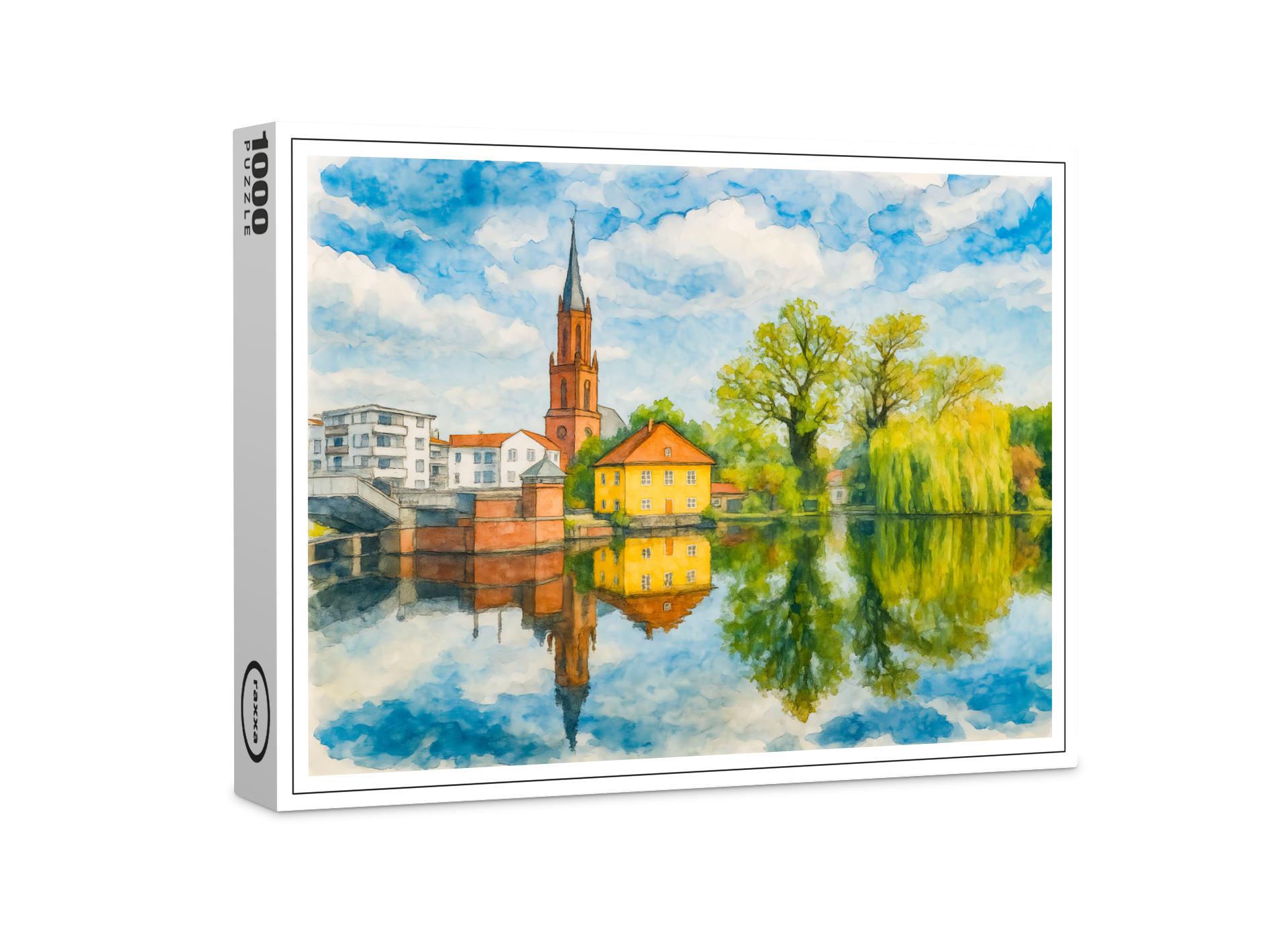 raxxa Premium-Puzzle: Rathenow reflection view aquarell havelland